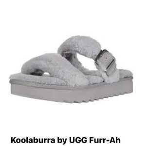 Koolaburra by UGG Fuzz-Ah Slide Sandals Slip On Wild Dove Gray Women's Size 7